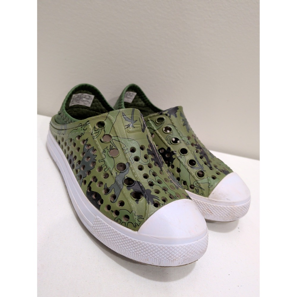 Skechers Kids Camo Foamies Water Shoes Sandals Size 11 Green Dinosaur 17348LS